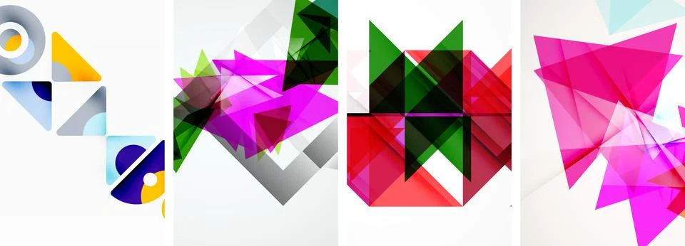 Set of abstract random triangle composition backgrounds. Vector illustration for Stock Illustration
