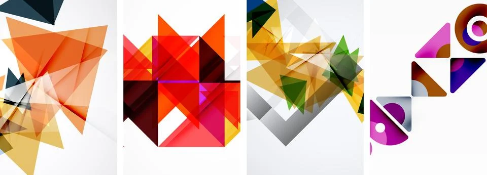 Set of abstract random triangle composition backgrounds. Vector illustration for Illustrazione stock