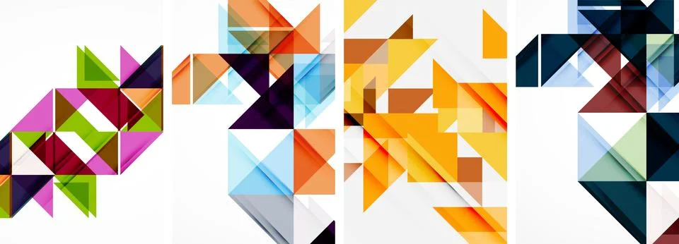 Set of abstract random triangle composition backgrounds. Vector illustration for Illustrazione stock