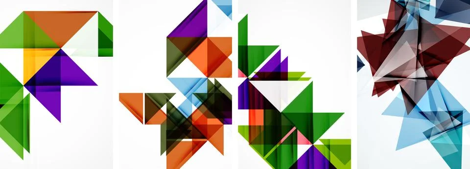Set of abstract random triangle composition backgrounds. Vector illustration for Illustrazione stock