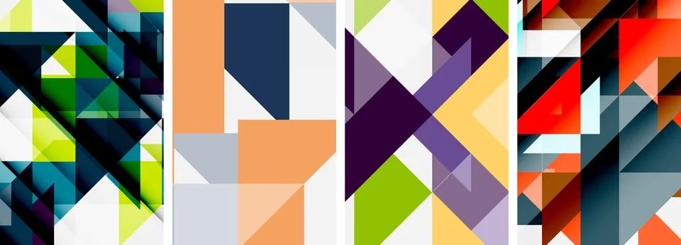 Set of abstract random triangle composition backgrounds. Vector illustration for Stock Illustration