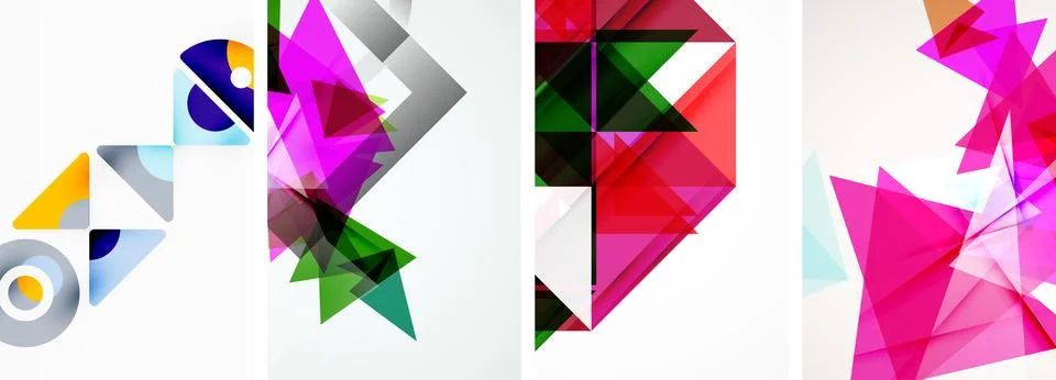 Set of abstract random triangle composition backgrounds. Vector illustration for Stock Illustration