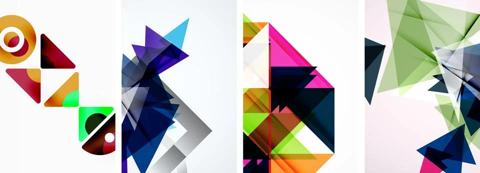 Set of abstract random triangle composition backgrounds. Vector illustration for イラスト素材