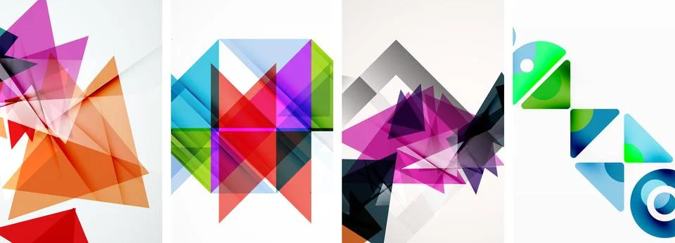 Set of abstract random triangle composition backgrounds. Vector illustration for Illustrazione stock