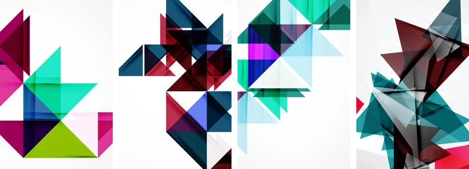 Set of abstract random triangle composition backgrounds. Vector illustration for イラスト素材