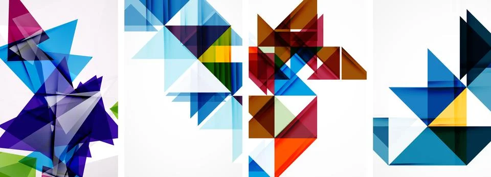 Set of abstract random triangle composition backgrounds. Vector illustration for Illustrazione stock