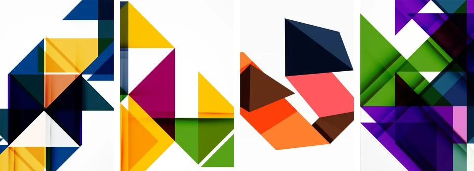 Set of abstract random triangle composition backgrounds. Vector illustration for Stock Illustration