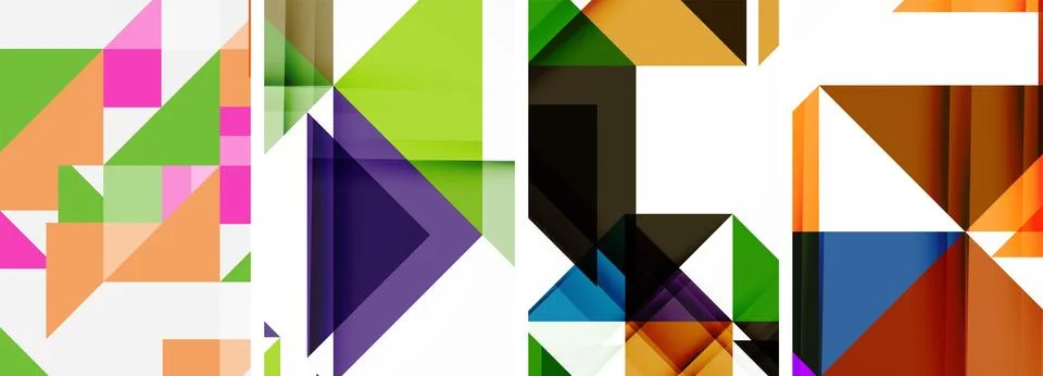 Set of abstract random triangle composition backgrounds. Vector illustration for Illustrazione stock