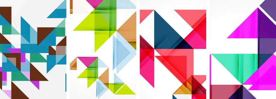 Set of abstract random triangle composition backgrounds. Vector illustration for Illustrazione stock