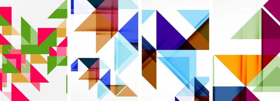 Set of abstract random triangle composition backgrounds. Vector illustration for Illustrazione stock