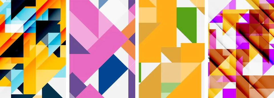 Set of abstract random triangle composition backgrounds. Vector illustration for Illustrazione stock