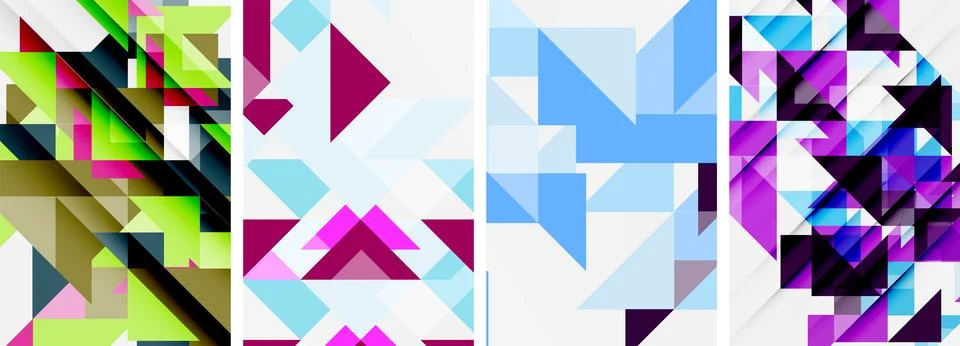 Set of abstract random triangle composition backgrounds. Vector illustration for イラスト素材