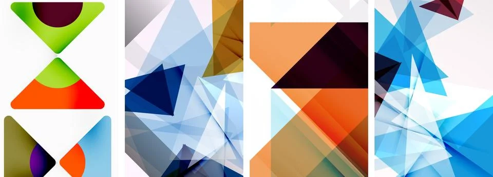 Set of abstract random triangle composition backgrounds. Vector illustration for 스톡 일러스트