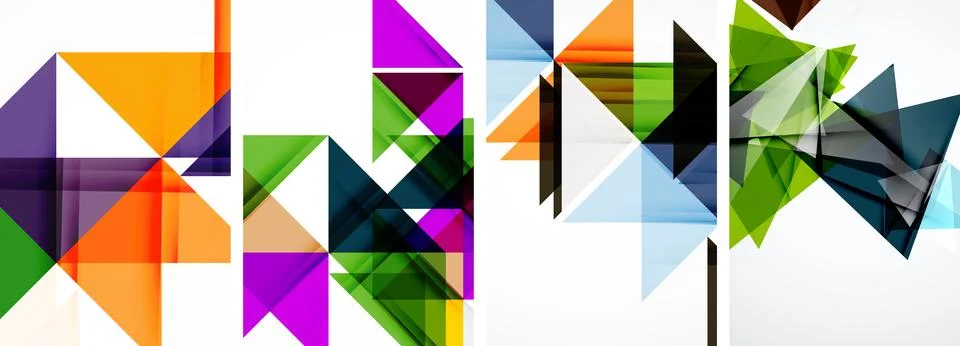 Set of abstract random triangle composition backgrounds. Vector illustration for Stock Illustration