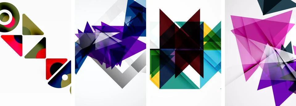 Set of abstract random triangle composition backgrounds. Vector illustration for Stock Illustration