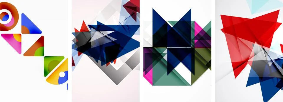Set of abstract random triangle composition backgrounds. Vector illustration for Stock Illustration