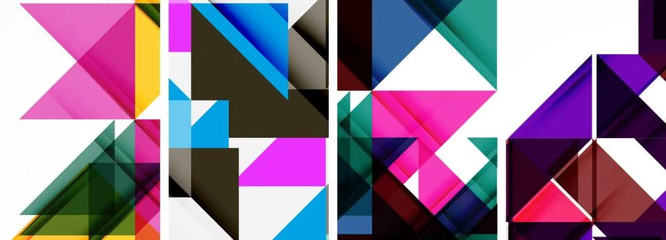 Set of abstract random triangle composition backgrounds. Vector illustration for 스톡 일러스트