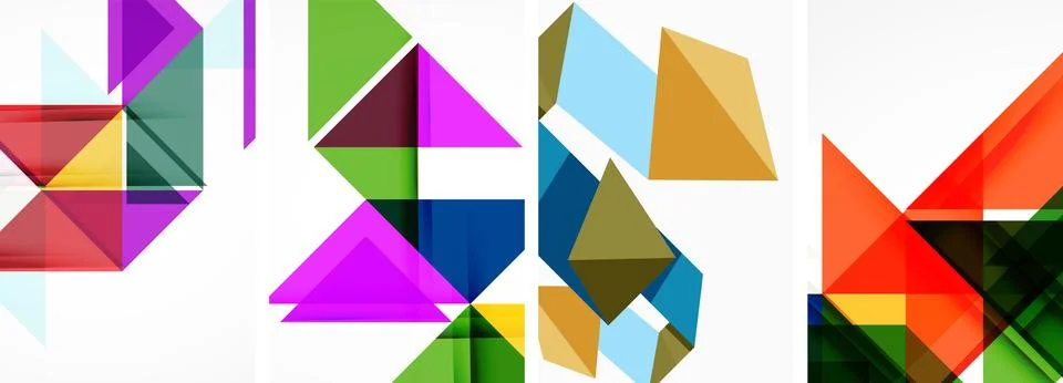 Set of abstract random triangle composition backgrounds. Vector illustration for Stock Illustration