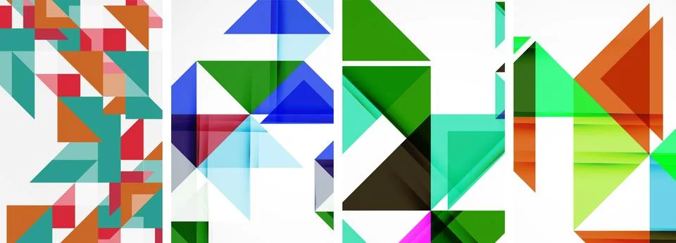 Set of abstract random triangle composition backgrounds. Vector illustration for Illustrazione stock