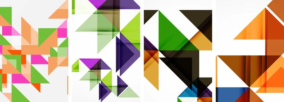 Set of abstract random triangle composition backgrounds. Vector illustration for イラスト素材