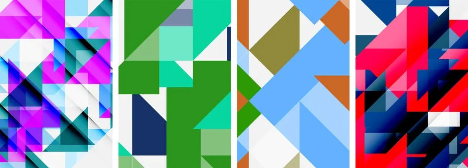 Set of abstract random triangle composition backgrounds. Vector illustration for イラスト素材