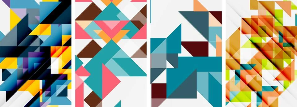 Set of abstract random triangle composition backgrounds. Vector illustration for Illustrazione stock