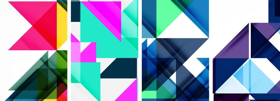 Set of abstract random triangle composition backgrounds. Vector illustration for イラスト素材