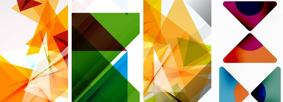 Set of abstract random triangle composition backgrounds. Vector illustration for Illustrazione stock