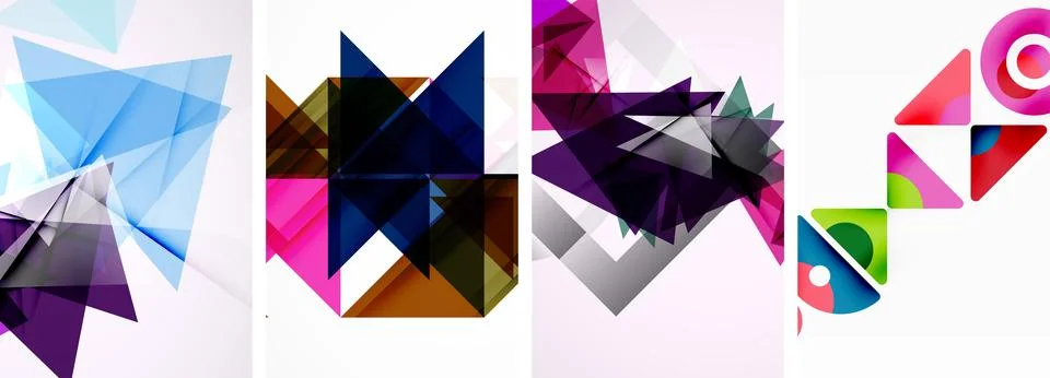 Set of abstract random triangle composition backgrounds. Vector illustration for Illustrazione stock