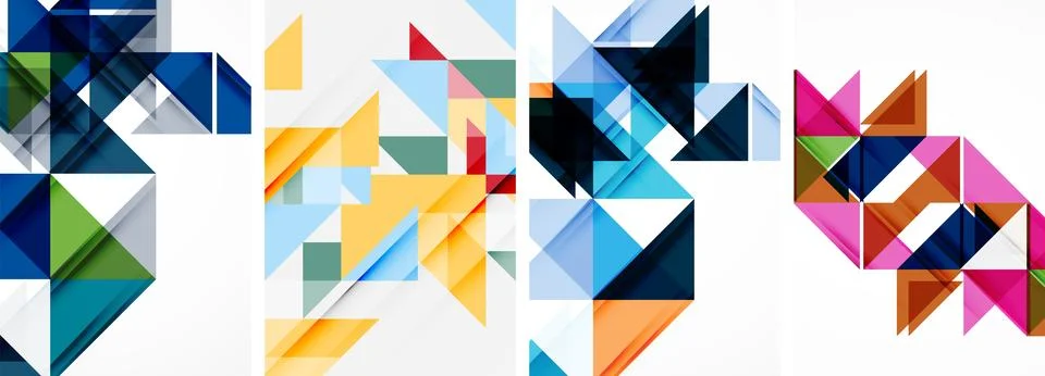 Set of abstract random triangle composition backgrounds. Vector illustration for Stock Illustration