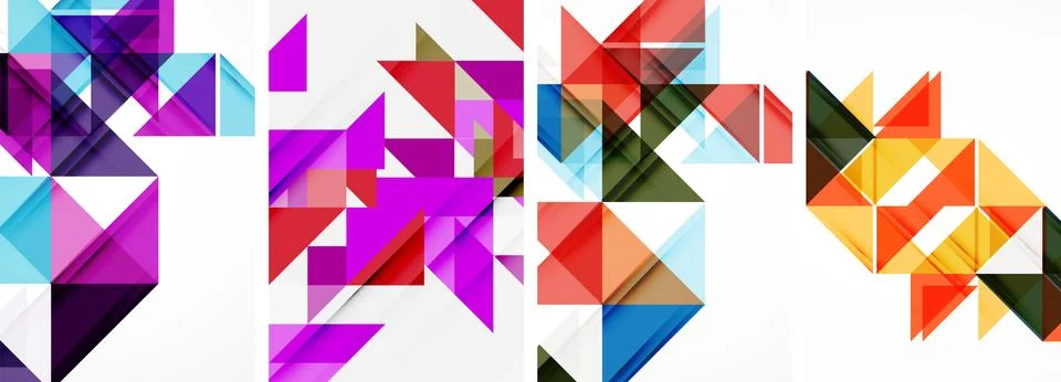 Set of abstract random triangle composition backgrounds. Vector illustration for Illustrazione stock