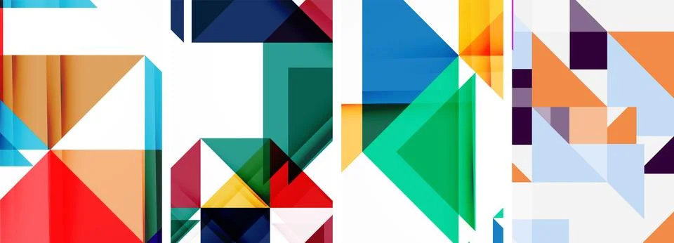 Set of abstract random triangle composition backgrounds. Vector illustration for Illustrazione stock