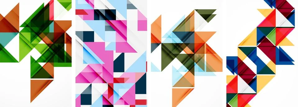 Set of abstract random triangle composition backgrounds. Vector illustration for Illustrazione stock