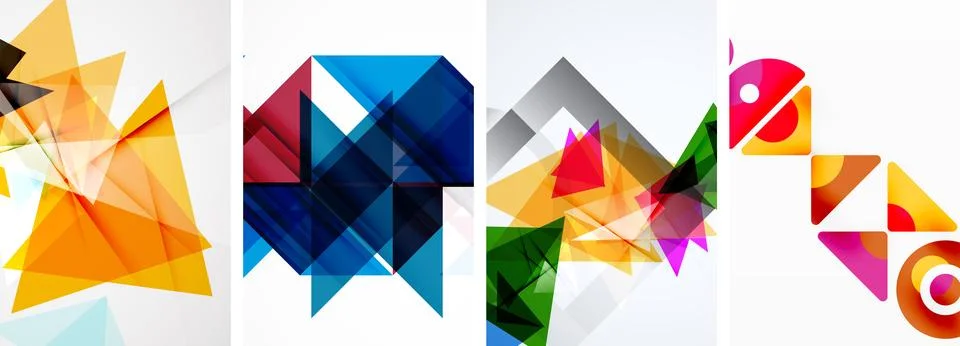 Set of abstract random triangle composition backgrounds. Vector illustration for イラスト素材