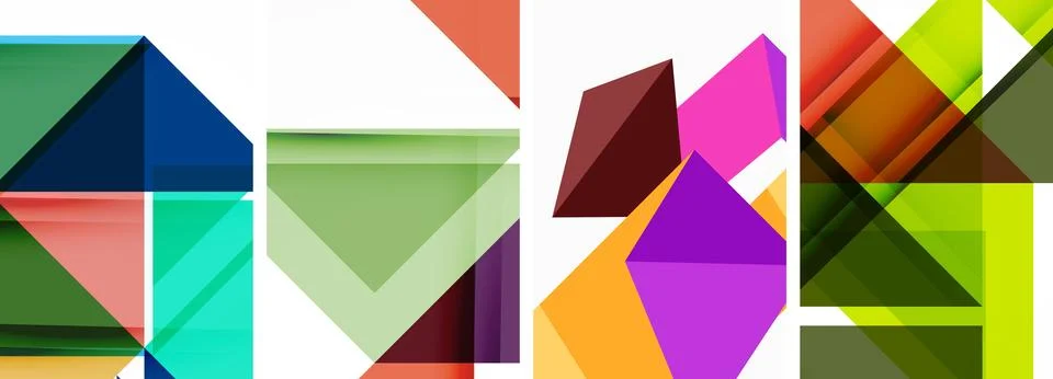 Set of abstract random triangle composition backgrounds. Vector illustration for Stock Illustration