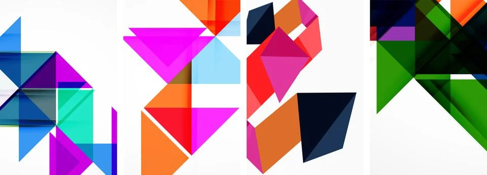 Set of abstract random triangle composition backgrounds. Vector illustration for Stock Illustration