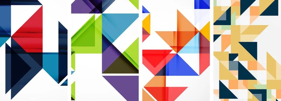 Set of abstract random triangle composition backgrounds. Vector illustration for Illustrazione stock