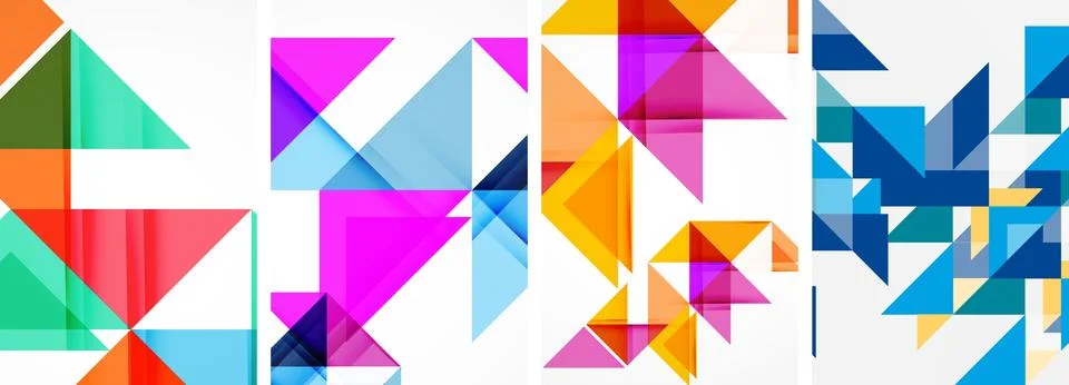 Set of abstract random triangle composition backgrounds. Vector illustration for イラスト素材