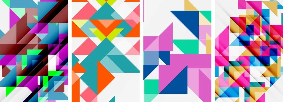 Set of abstract random triangle composition backgrounds. Vector illustration for イラスト素材