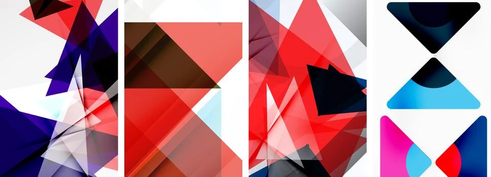 Set of abstract random triangle composition backgrounds. Vector illustration for Illustrazione stock