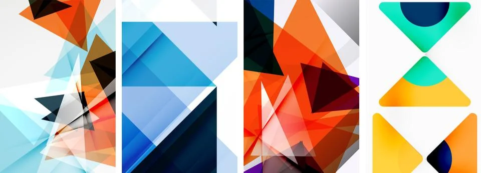 Set of abstract random triangle composition backgrounds. Vector illustration for イラスト素材