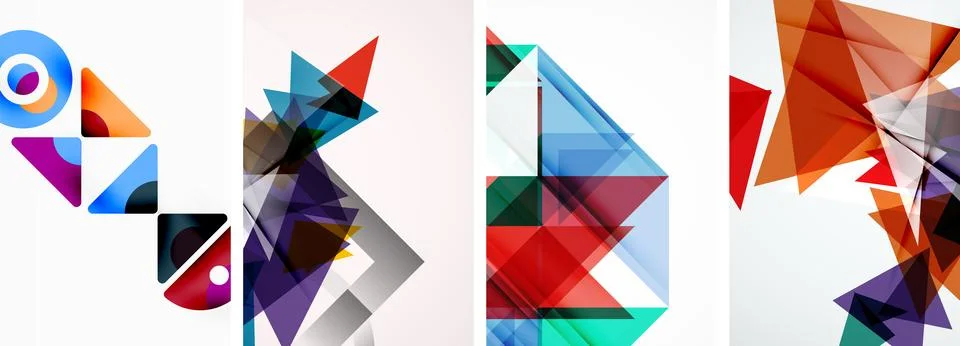 Set of abstract random triangle composition backgrounds. Vector illustration for Stock Illustration