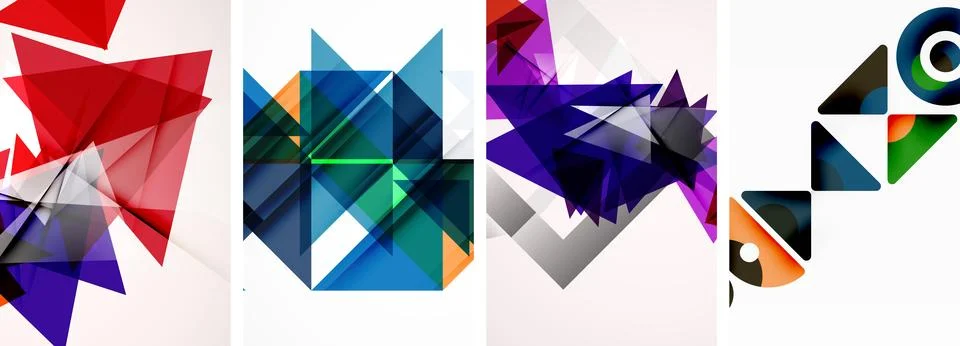 Set of abstract random triangle composition backgrounds. Vector illustration for Stock Illustration