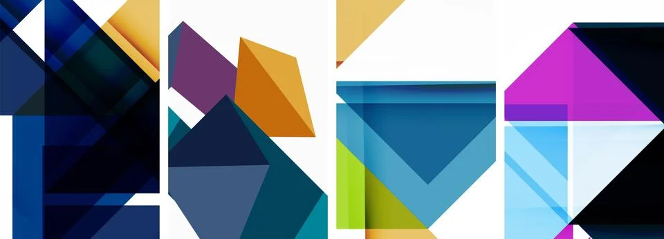 Set of abstract random triangle composition backgrounds. Vector illustration for イラスト素材