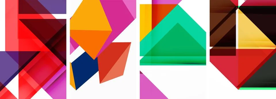 Set of abstract random triangle composition backgrounds. Vector illustration for Stock Illustration