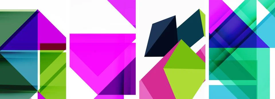 Set of abstract random triangle composition backgrounds. Vector illustration for 库存插图