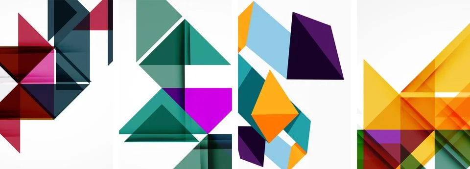 Set of abstract random triangle composition backgrounds. Vector illustration for Stock Illustration