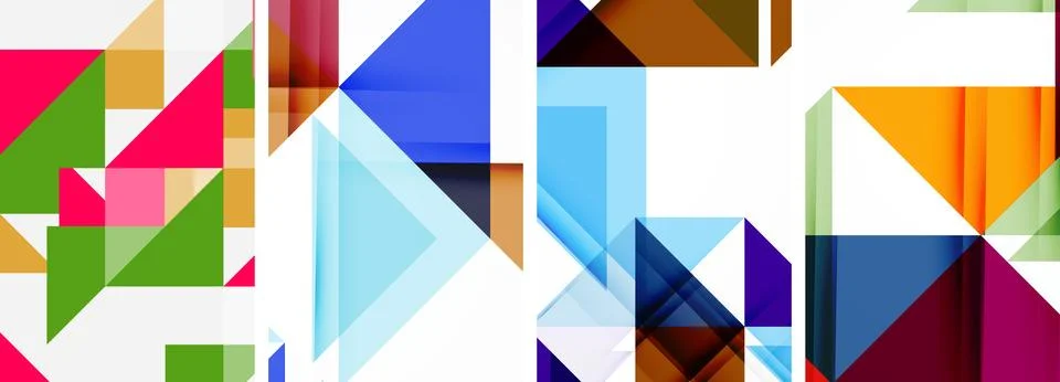 Set of abstract random triangle composition backgrounds. Vector illustration for Illustrazione stock
