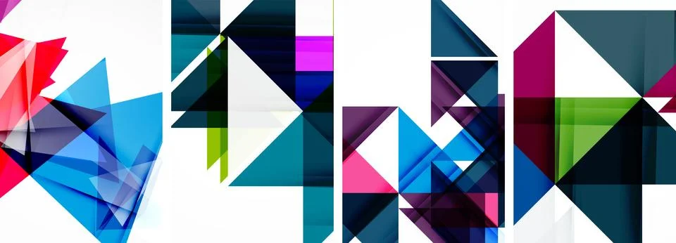 Set of abstract random triangle composition backgrounds. Vector illustration for Illustrazione stock