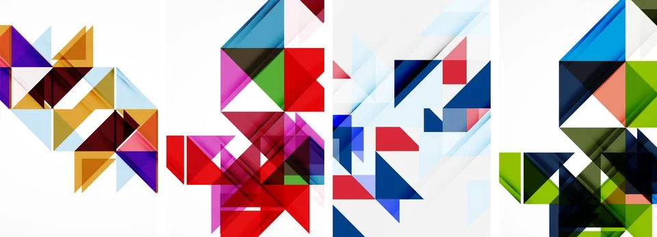 Set of abstract random triangle composition backgrounds. Vector illustration for Illustrazione stock
